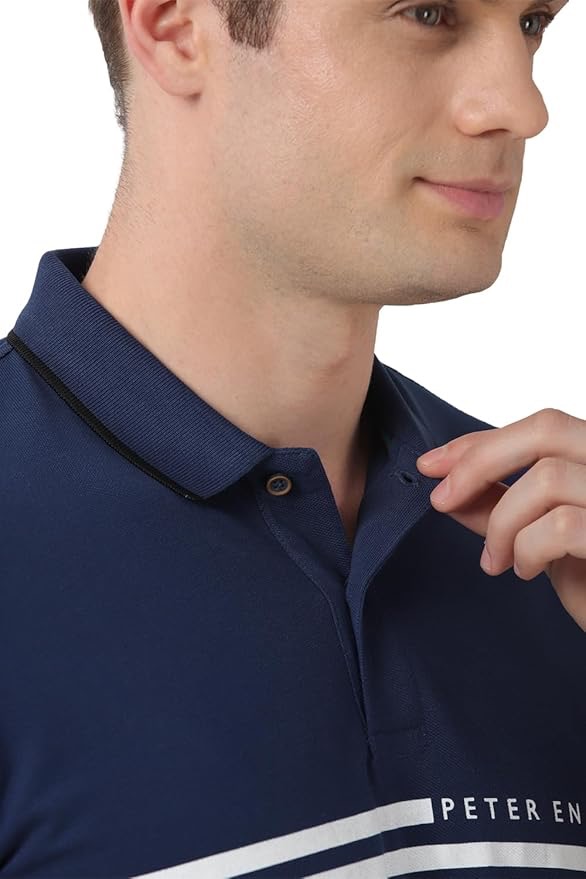 Peter England Men's Everyday Solid Regular Fit Polo | Cotton Rich | Premium Pique Weave - Image 3